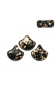 Ginko Leaf Beads 7.5x7.5mm Gold splash jet